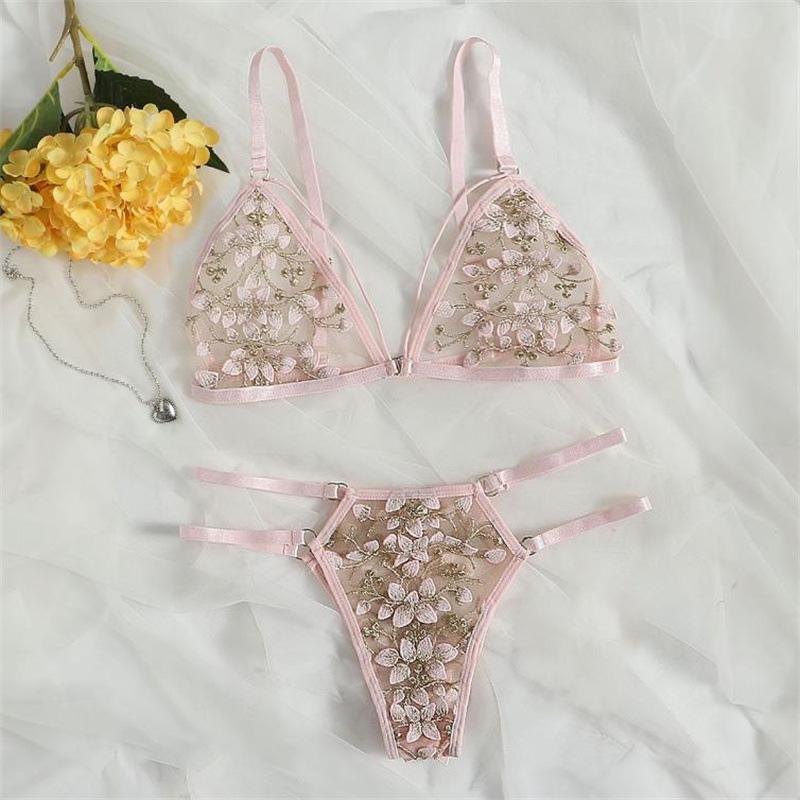 Weiblicher sexy Spitzen-BH, nahtlose Unterwäsche, Bralette, Dessous, ultradünner BH und Slip-Sets