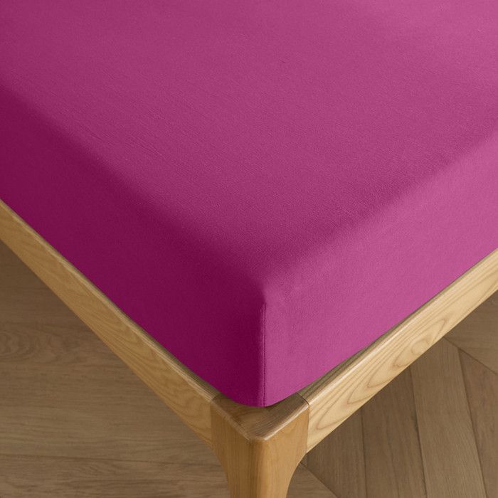 Drap housse 160 x 200 cm bonnet 30 cm "Prémium" pour lit 2 places - Prémium Magenta