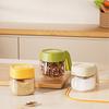 Household Kitchen Glass Seasoning Jar With Spoon Seasoning Storage Box, Flip Cover Single Handle Press Type Seasoning Jar