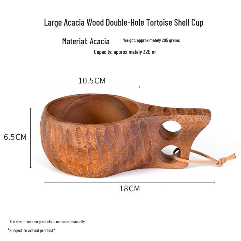 South American Walnut Coffee Cup with Finnish Design and Anti-Scald Acacia Wood Lanyard Handle