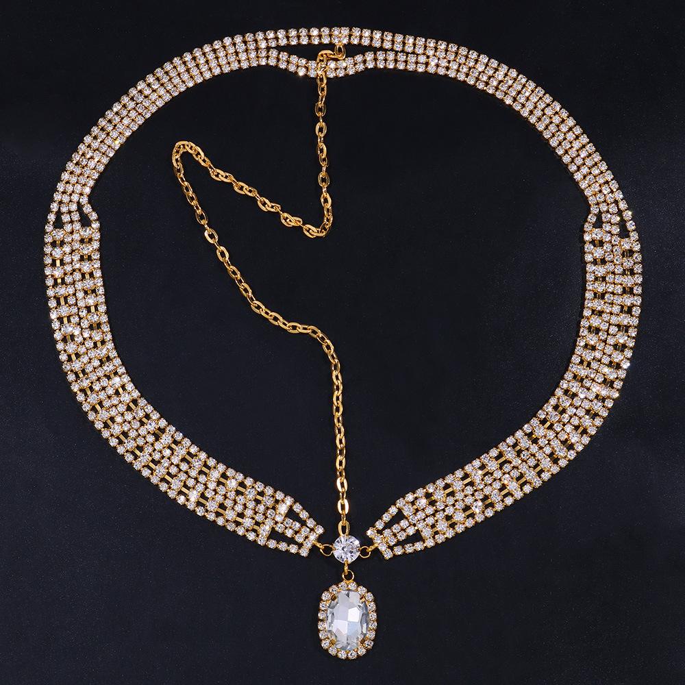 Vintage Trend Rhinestone Head Chain Forehead Headband Indian African Bohemian Hair Accesories Crystal Fringe Tiara Headdress