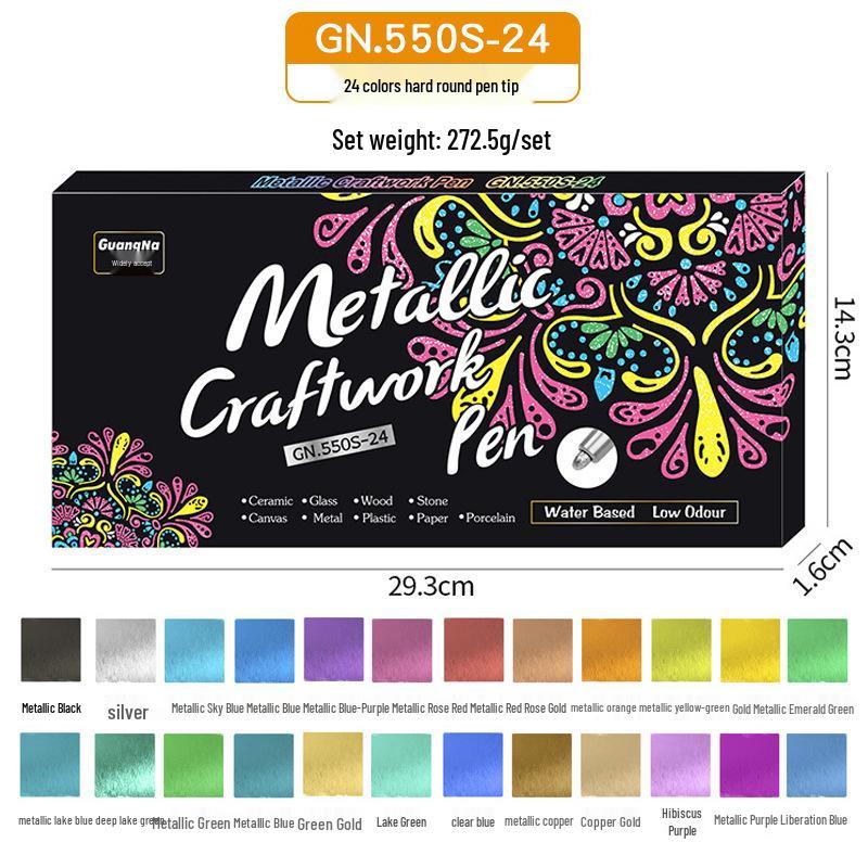 Guangna GN550 Gold & Silver Paint Pen for DIY Photo Albums & Black Cardstock Highlighting.