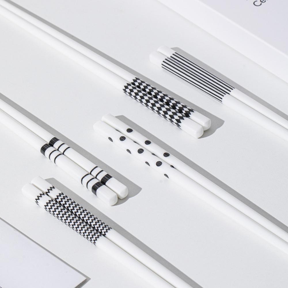 5 Pair Geometric Patterns Sushi Chopsticks Anti-scalding Chinese Chopsticks  Housewarming Gift