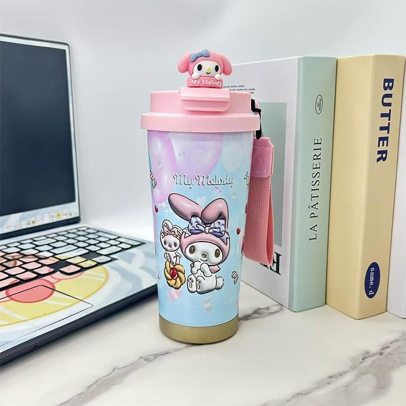 Kubek do kawy Labubu kubek termosowy z stali nierdzewnej 316 o wysokiej wartości męski i damski kubek na wodę kreskówkowy kubek ze słomką do picia podwójnego