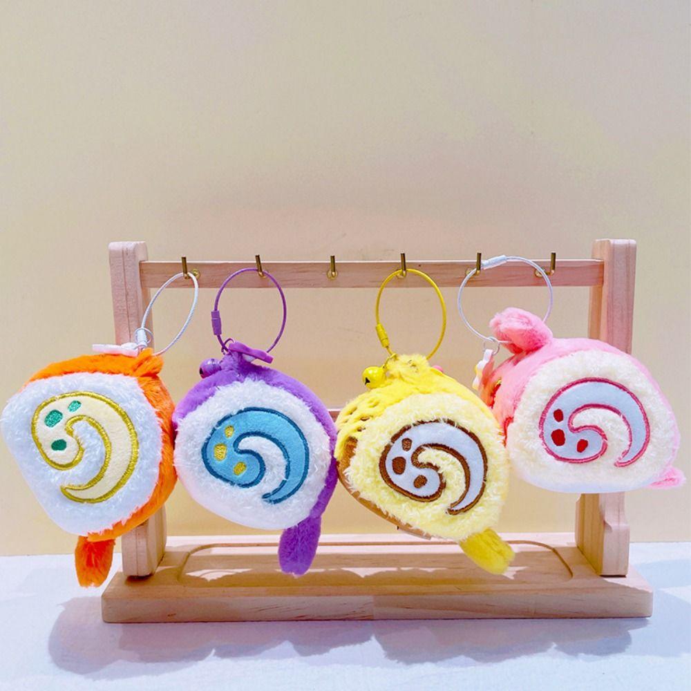 Stuffed Swiss Roll Pendant Animal Cartoon Plush Keychain Plush Swiss Roll Keychain Festive Decor