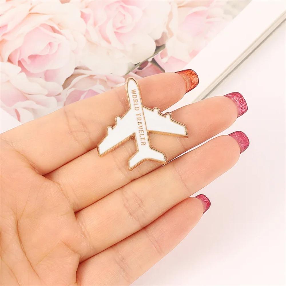 Creative Cartoon Airplane Lapel Pin Airliner Letter Aircraft Brooch  Jewelry Gift