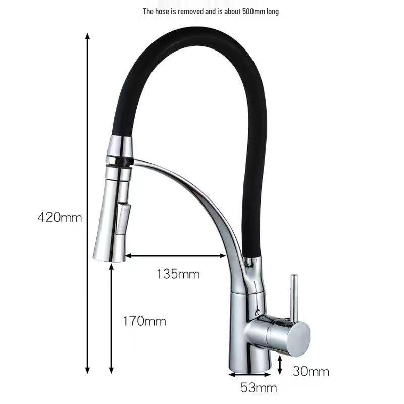 Drehbarer Ganzkupfer-Auszieh-Küchenhahn für Warm- und Kaltwasser