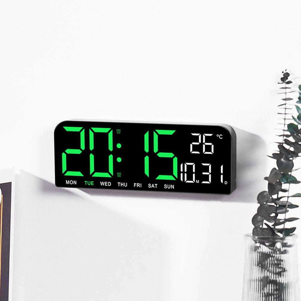 Large Digital Wall Clock Temperature and Date Display Night Mode Table Clock