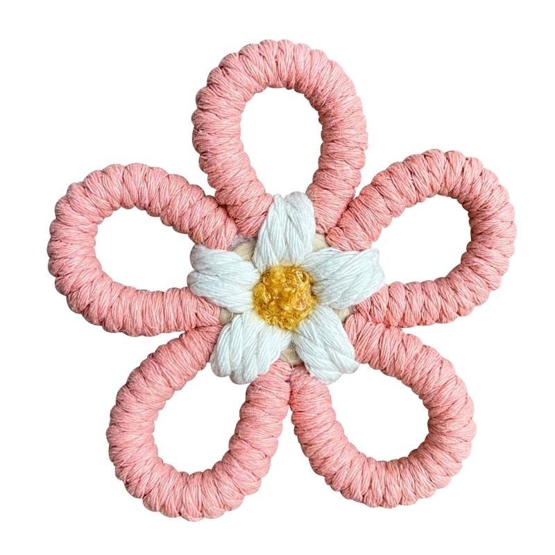 Woven Macrames Colorful Flower Wall Art Decoration for Living Room or Baby Kids Bedroom Nursery Wall Hanging Ornament