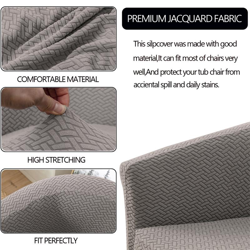 T Jacquard Stretch Tub ArmChair Cover Single Sofa Cover Club Sofa Slipcover for Living Room Couch Covers with Seat Cushion Case