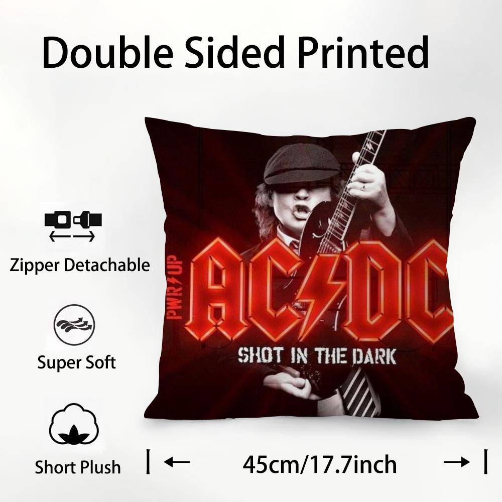 A-AC D-DC Back In Black Pillow Case Plush Fabric Soft Double Sided Print Sofa Cushion Cover Throw Pillow Covers
