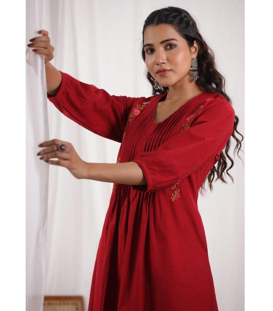 Women Designer Pleated Kurta Pant Set Indian Party Wear Bollywood Top Tunic Kurti Dress