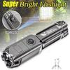 High Power LED Flashlight USB Rechargeable Torch Portable Zoomable Camping Light 3 Lighting Modes Use High Strength ABS Material