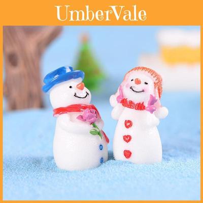 Adorable Resin Christmas Couple Snowman Figurines Perfect For Diy Miniature Gardens