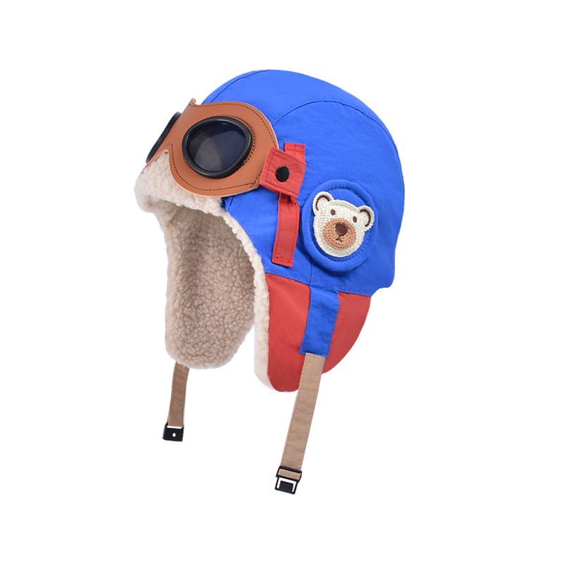 

Kids Winter Flight Cap With Builtin Goggles And Plush Fleece For Outdoor Use