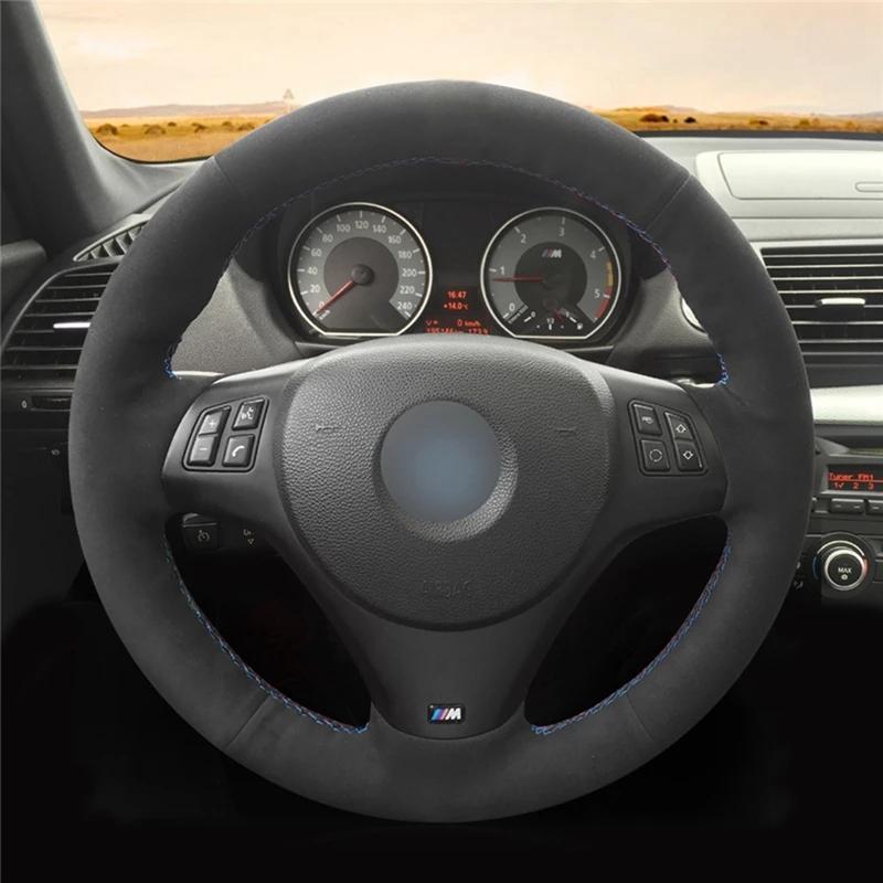 Customized Car Steering Wheel Cover Black Suede Steering Wheel Braid For BMW M Sport M3 E90 E91 E92 E93 E87 E81 E82 E88 X1
