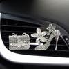LHEVEN Crystal High Heel Shoe & Magic Bag Car Air Vent Clip Charm Bling sparkly bedazzled rhinestone Car Bling Accessories, Car Interior Decoration