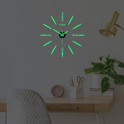 Wall Clock Silent Movement Decorative Long Lasting Practical Glowing Luminous Clock DIY Frameless Clock Decal Daily Use