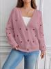 love embroidered knitted sweater jacket, European, American autumn and winter single-breasted V-neck hair