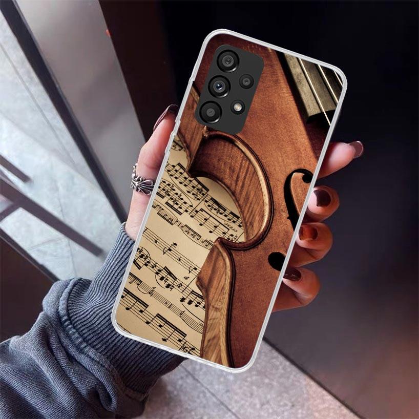 Music Violin Phone Case For Samsung Galaxy A12 A52S A42 A32 A22 A51 A50 Note 20 Ultra 10 S10 Plus A71 A70 A31 A30 A10S Galaxy A1