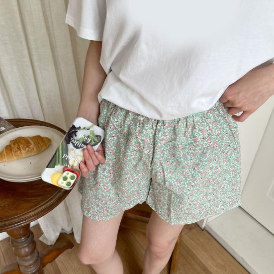 Schlafshorts mit hoher Taille und elastischem Bund, weite Beintaschen, weicher Karomuster, lockere Passform, Pyjama-Shorts, Homewear