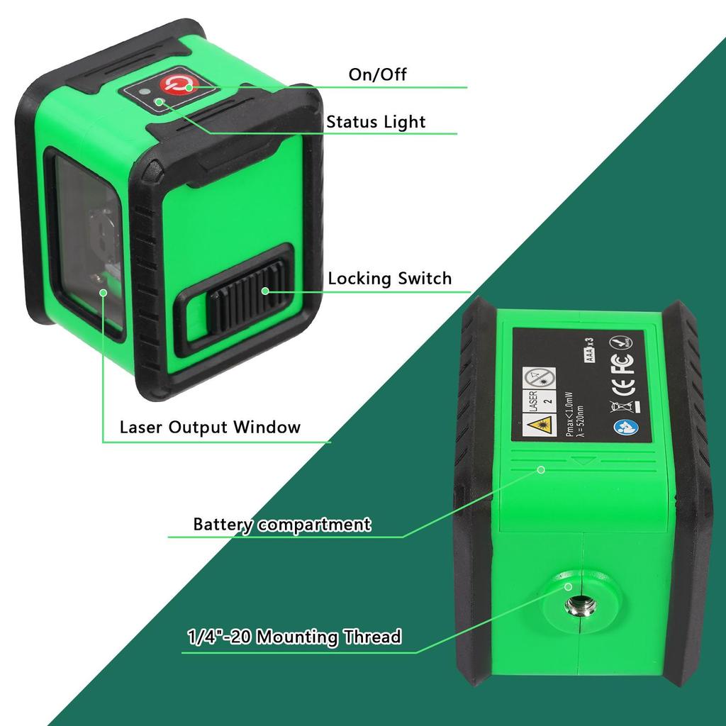 Hongsheng Green Laser Cross Line Level: Mini, High Precision, Strong Light