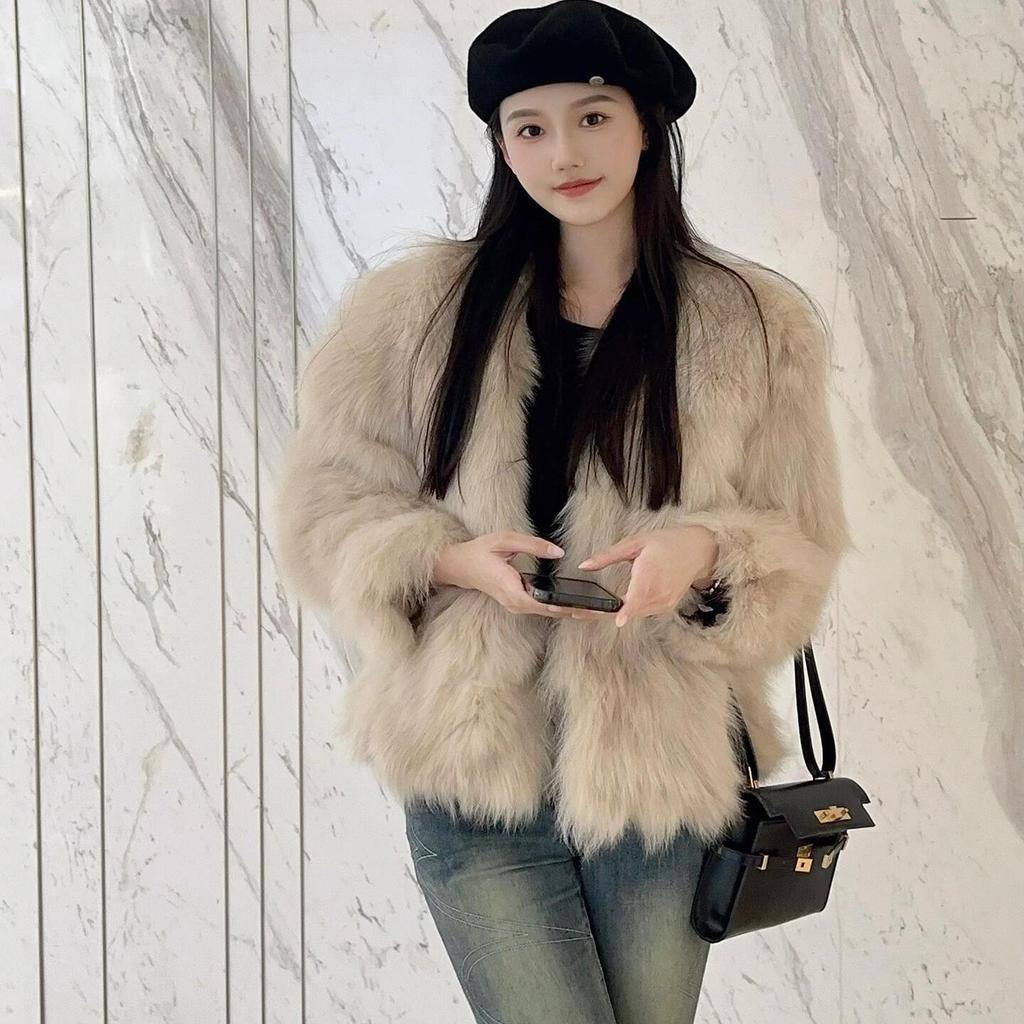 2024 winter new imitation fox fur coat women's short fashion mink plush raccoon fur coat
