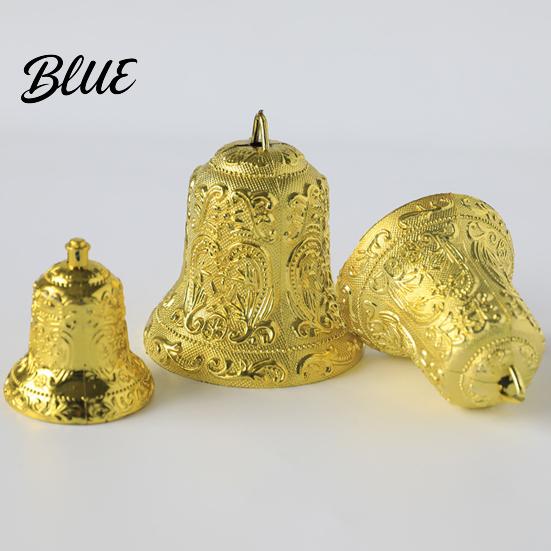 Xmas Bell 6/8/10cm Golden Exquisite Christmas with Hanging Hole Unique Decor Texture Plastic