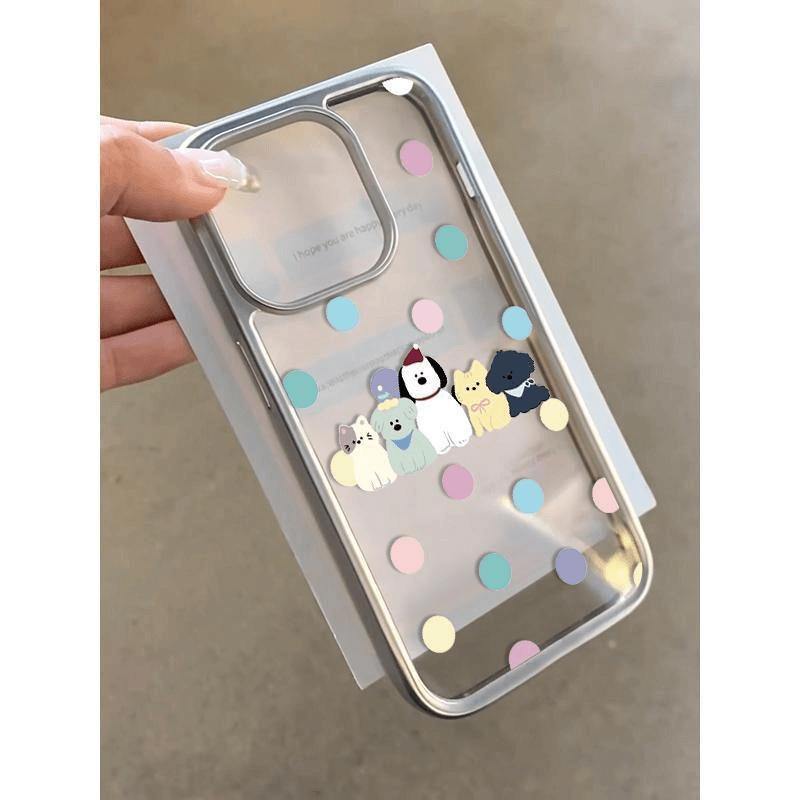 Polka Dot Cat and Dog for Apple 16 Mobile Phone Case for IPhone14promax/12/11 Soft 13promax Brand New