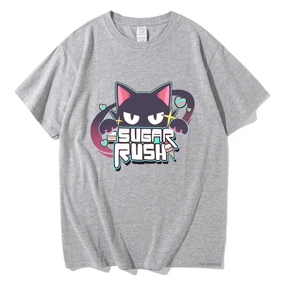 Modrá anime archivní trička Sugar Rush Vtipné dámské oblečení Unisex Streetwear Manga Cosplay Oblečení Grafická trička
