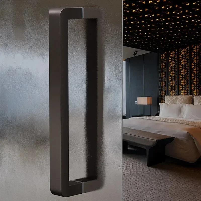 1 pár madla na skleněné dveře z nerezové oceli, čtvercové trubkové úchytky, kartáčované, zesílené, knoflíky na posuvné stodolové dveře, kuchyňské, koupelnové doplňky