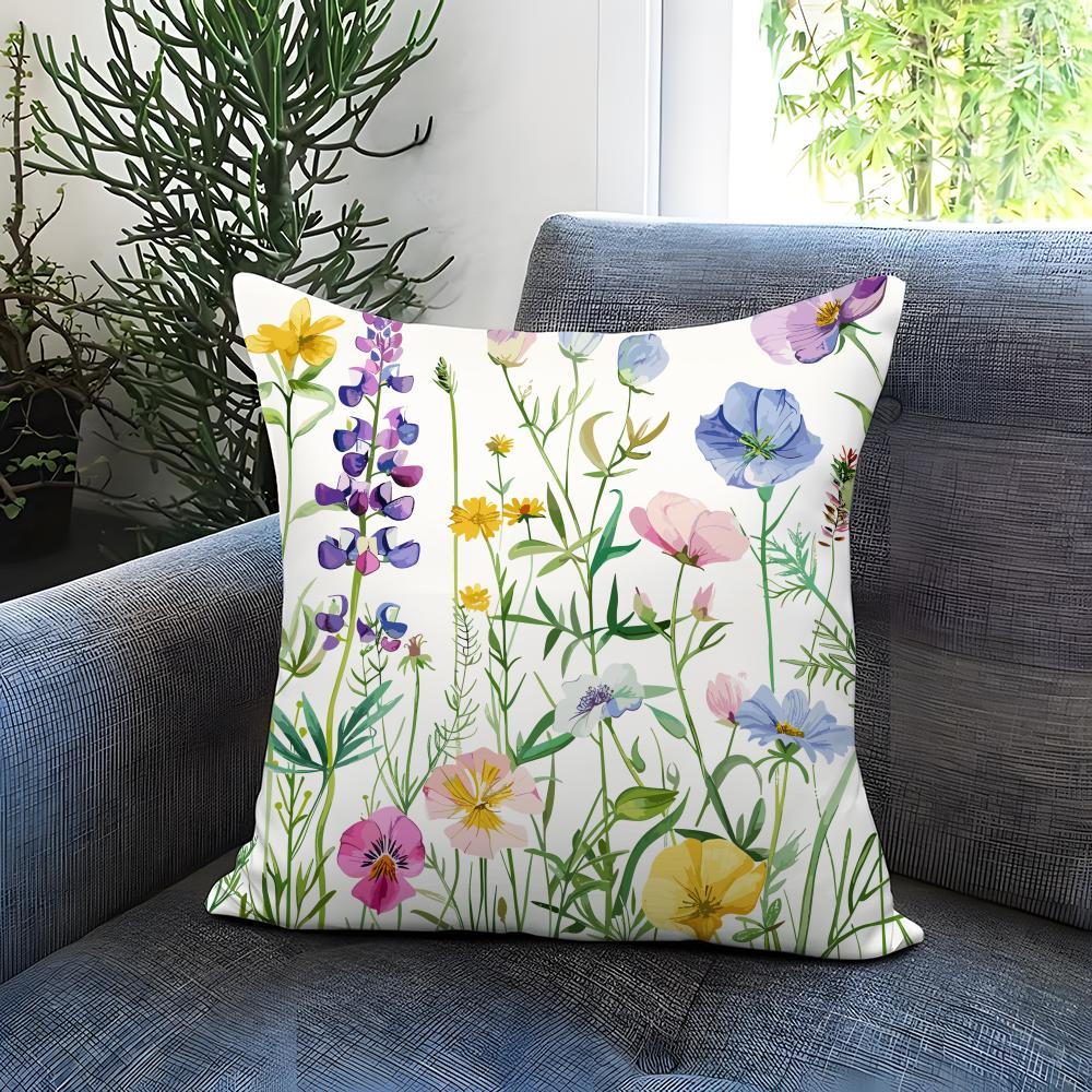 

Fashion S-SSpring Wildflowers Cushion Cover Comfortable Reversible Pillow Cover Ideal for Car Sofa Bedroom & Beyond 30cmx30cm