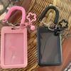 Retractable Card Holder Keychain Star Pendant Cute Cartoon Pattern Durable Plastic Metal Clip Open Ring Compact Functional