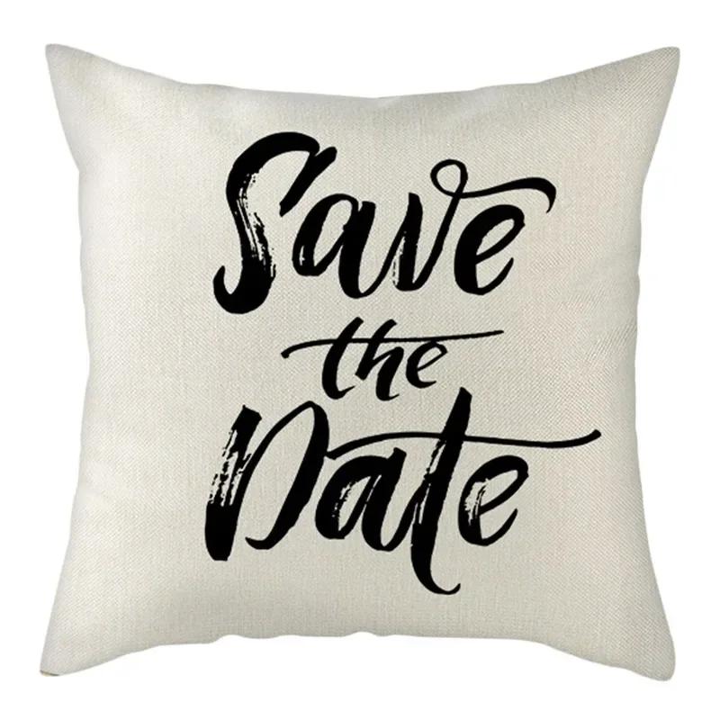 Black, White, Red, Romantic Words Double-Sided Printed Pillow Cover Short Plush Suitable Living Rooms Sofas Throw Cushion Cover