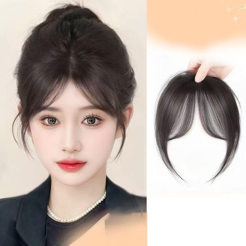 Synthetic Straight Bangs Air Bangs Hair Extension Natural Hair Bangs For Women False Bang Black Daily Brown Woman Daily Wear