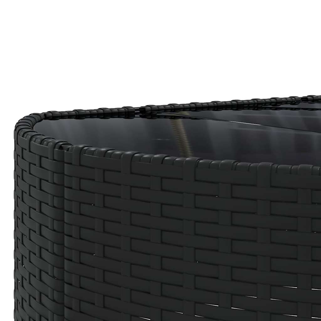5 Piece Garden Sofa Set with Cushions Black Poly Rattan