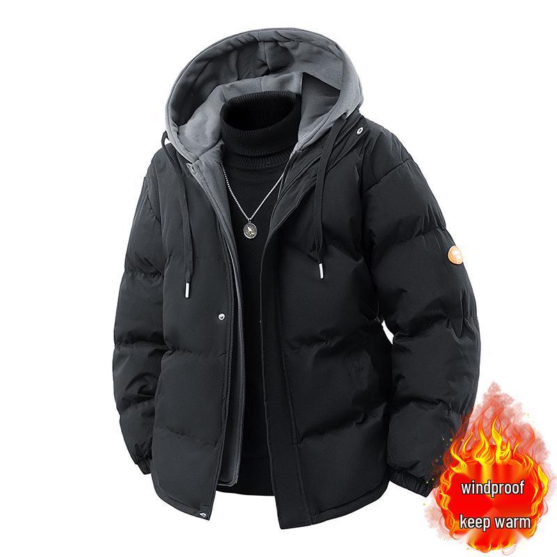 Men's Hooded Cotton Coat Winter 2025 - Thick Faux Two-Piece Warm Jacket