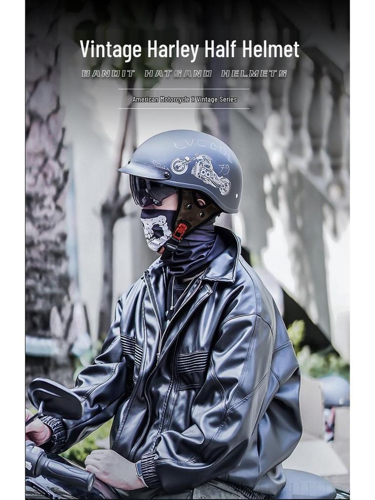DOT Certified Retro Motorcycle Helmet, Class A Electric Vehicle Safety Helmet, Summer.