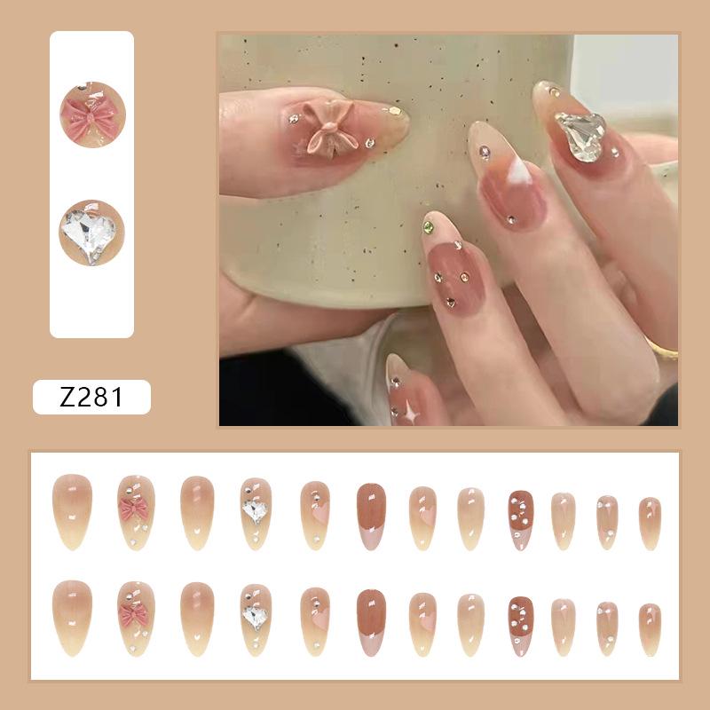 

Diamond Wearable Nail Stickers: Bow & Heart 3D Light-Changing