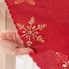 Shiny Snowflakes - Table Runner with Embroidery - Red -