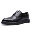 Mu Huisen Autumn Korean Version Pointed Business Men's Shoes British Block Engraved Casual Lace-up Work Shoes ZY4019