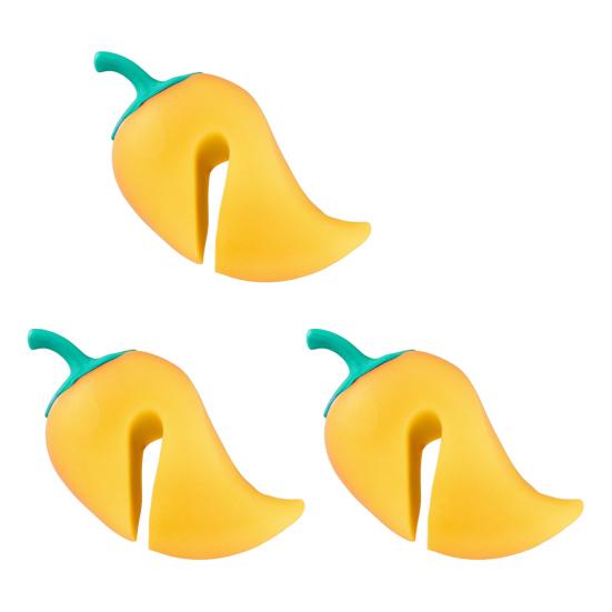 3 ks Silikonový stojan na poklice, proti přetečení, stojan na poklice s motivem chilli papričky, zvedák poklic, žáruvzdorný, proti přetečení, kuchyňský nástroj