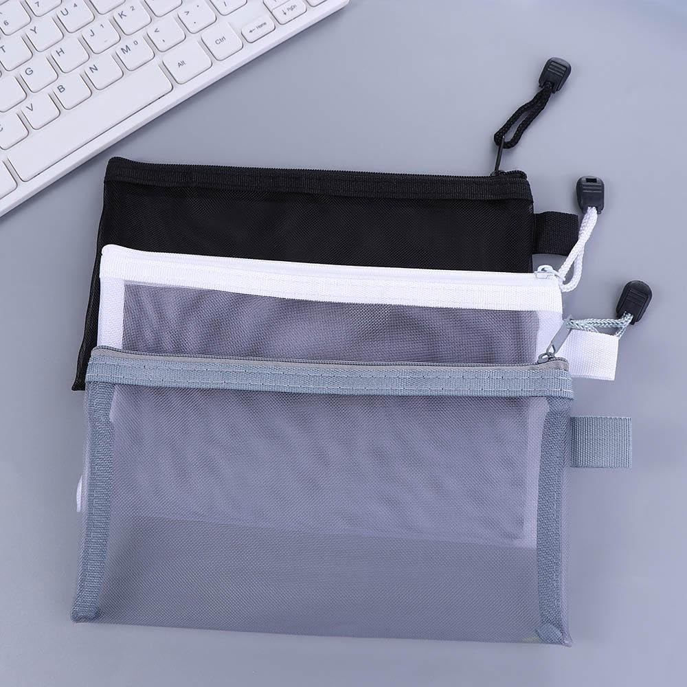 10PCS A4 A5 A6Transparent File Folder Nylon Mesh Storage Bag Convenient Zipper Student Test Stationery Organizer School Supplies