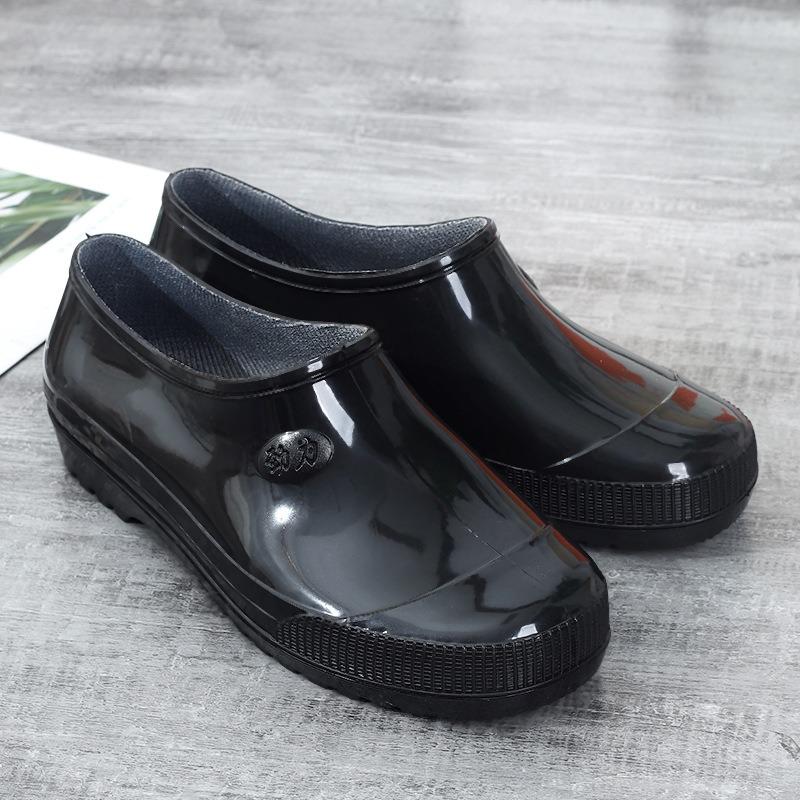 

Низкие оранжевые мужские дождевые ботинки модные красные резиновые ботинки женские нескользящие с низким голенищем уличные черные ПВХ ботинки для воды 44 чёрный