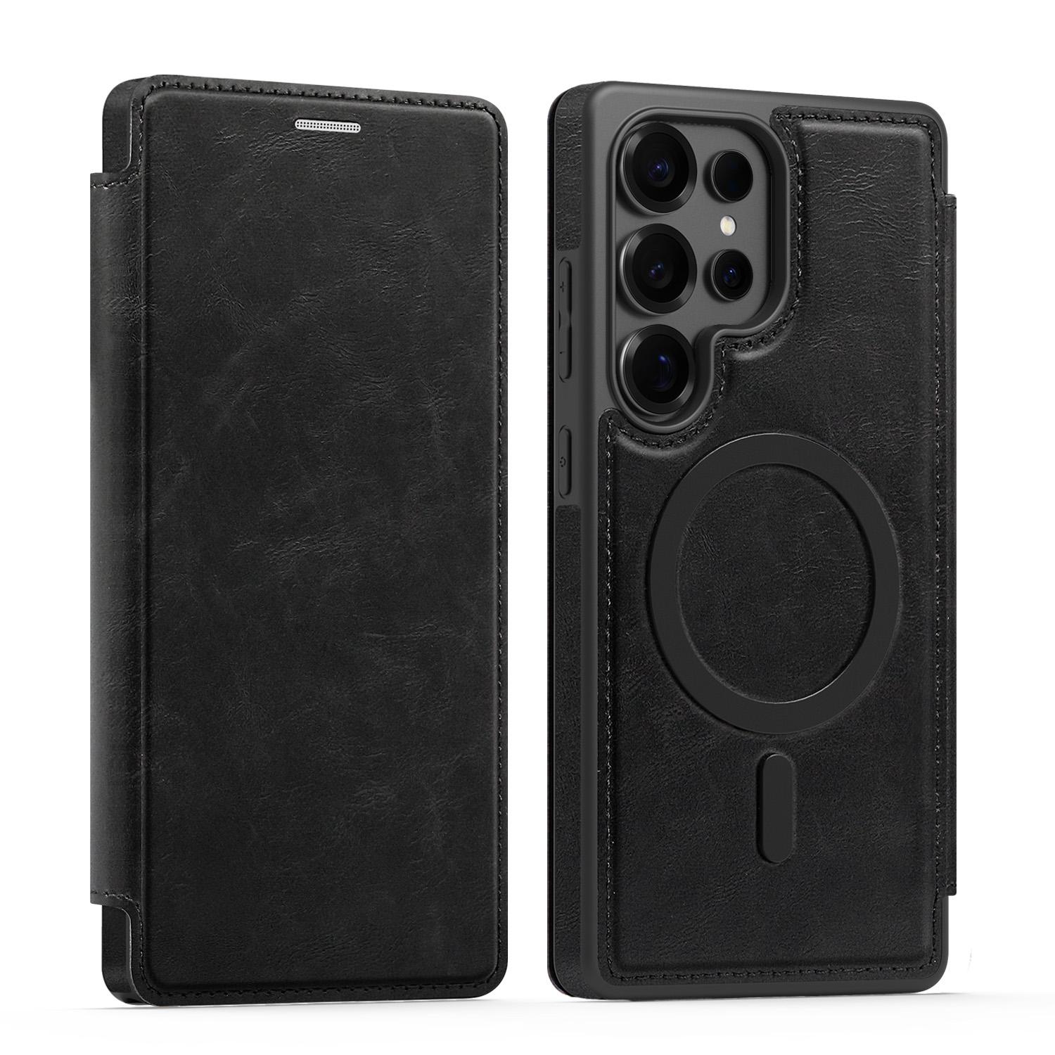 

Для Samsung Galaxy S22 S23 S24 S25 серии. Lingdun Magnetic Business Leather Case-MagSafe-совместимый со встроенными слотами для карт и блокировкой RFID Samsung Galaxy S24 FE чёрный