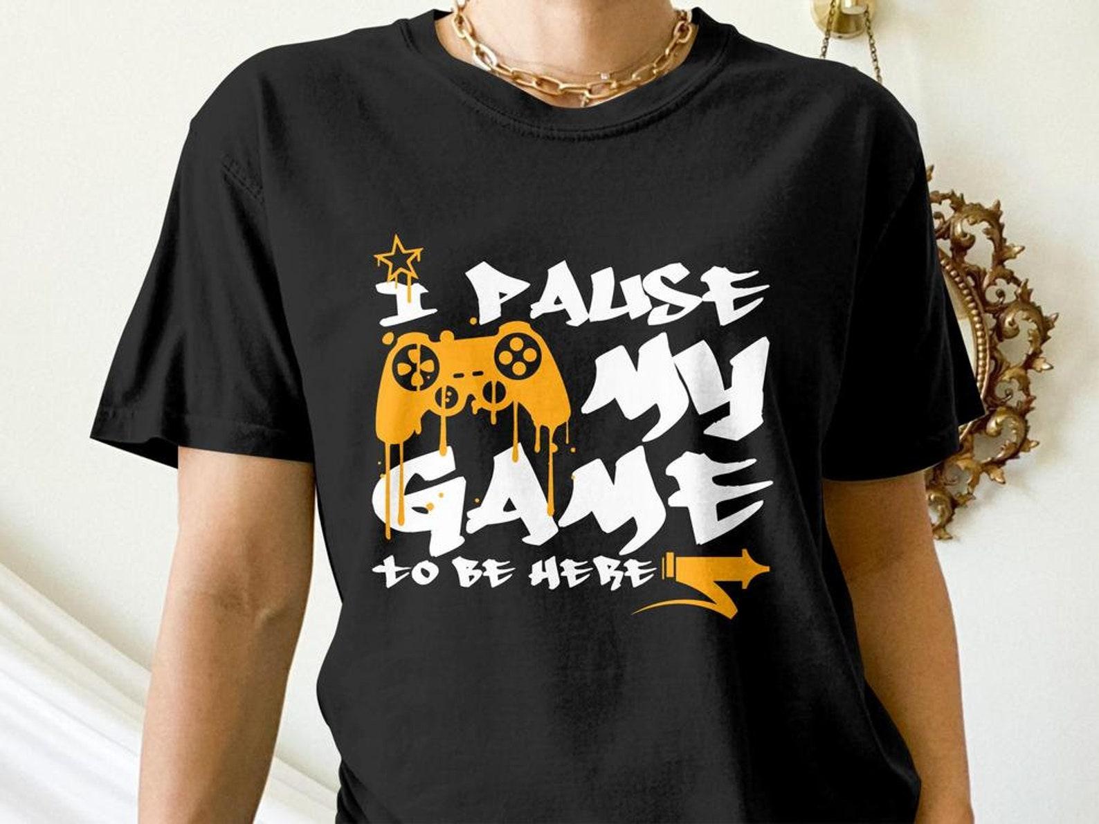 Funny Gamer Shirt, I Paused My Game to be Here, Funny Gaming Gift, Video Game Graffiti Tees 3XL