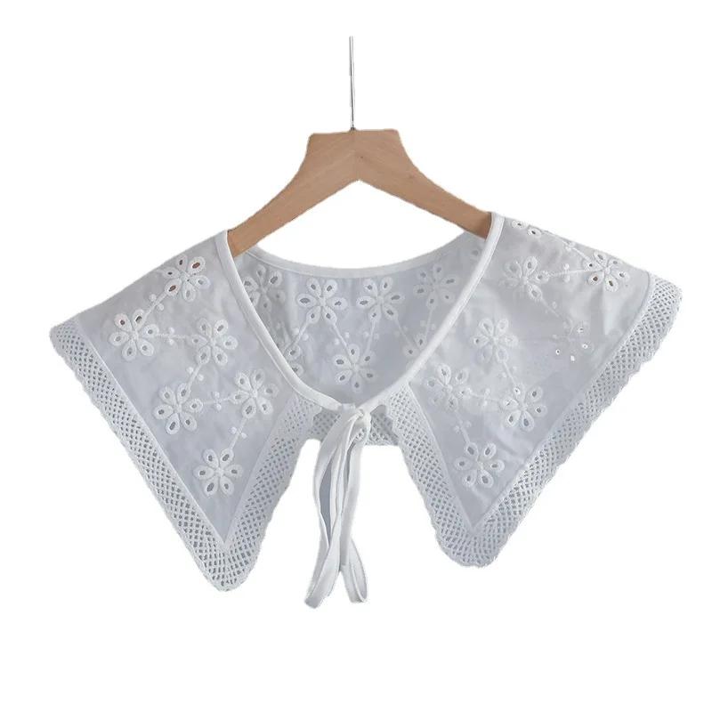 Big Lapel Fake Collar For Girls Half Shirt Detachable Collar Scarf Necklace Solid Color False Collar for Women White Mini Cape