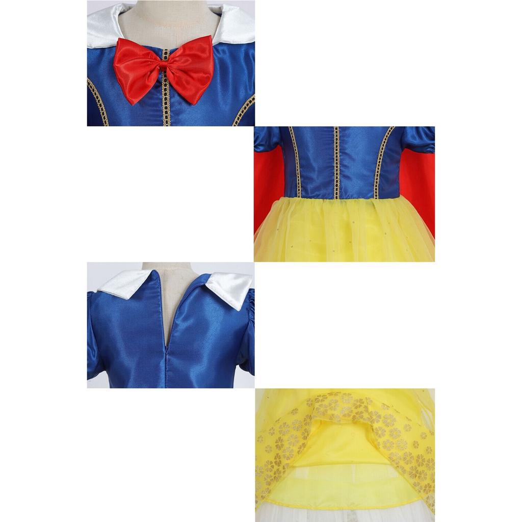 Snow White Princess Dress with Cape and Bow Accessory Yellow 2-3 Years Kids Costume