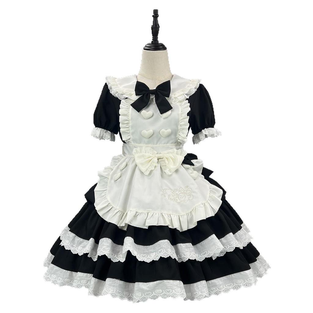 Noble Sweet & Spicy Black Pink Lolita Maid Dress