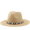 Spring and Summer New Panama Hat Circle Shell Rope Accessories Top Hat Version Denim Straw Hat Clear Cool Hat